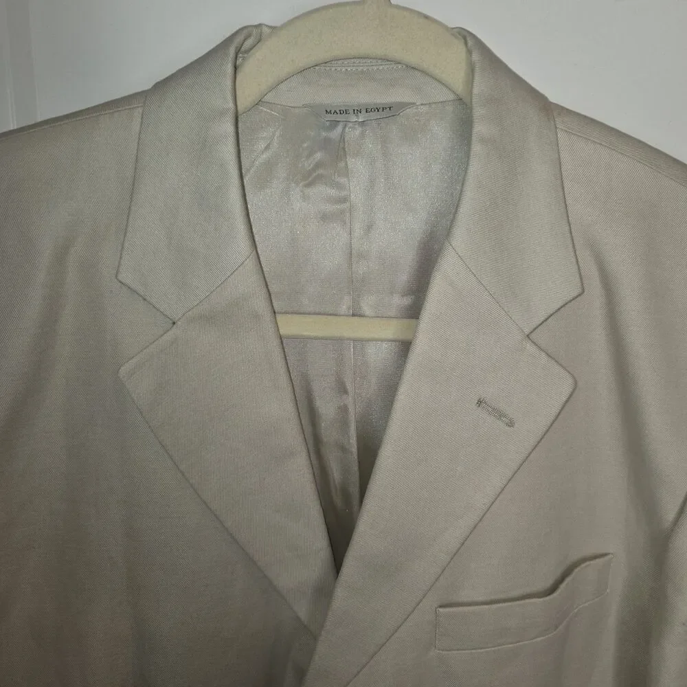 Banana Republic Mens Cotton Linen 3-Button Suit Jacket Blazer Beige Tan 42L